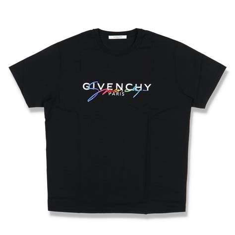 GIVENCHY Black Rainbow Signature Logo Short Sleeve T